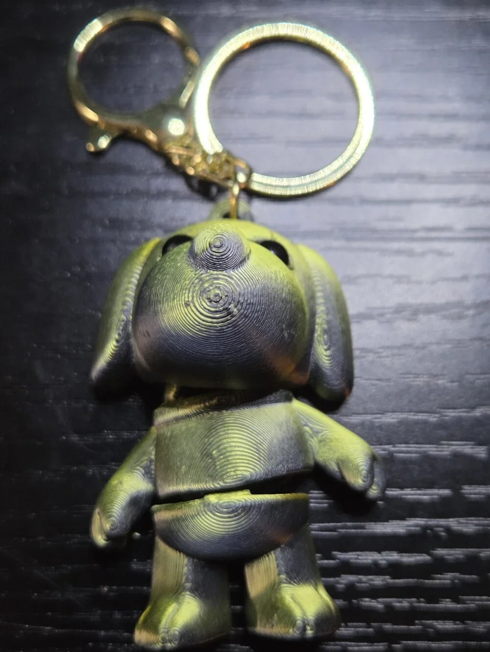 Green/Gold Tone 3D Printed Dog Keychain Charm